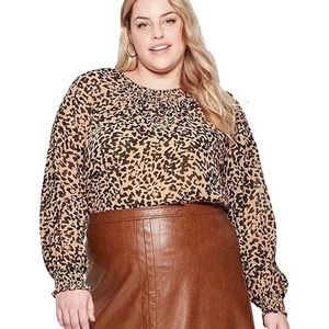 Leopard Smocked Top